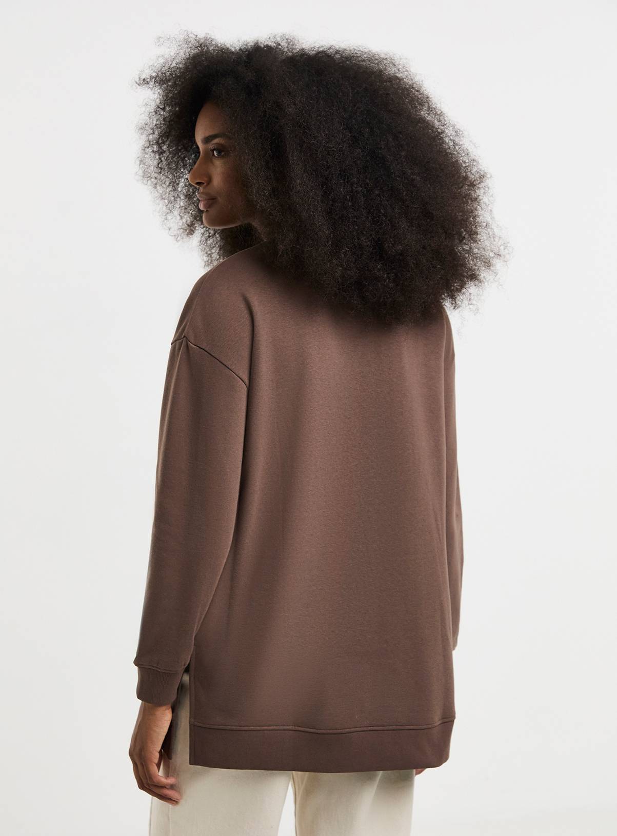 SIMPLY BE Side Split Sweatshirt Tunic Brown 20 - Image 2